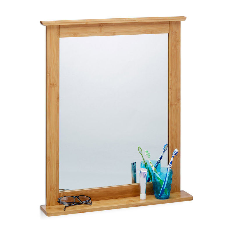 Relaxdays Wall Mounted Bamboo Bathroom / Vanity Mirror & Reviews